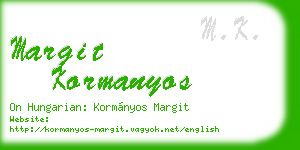 margit kormanyos business card